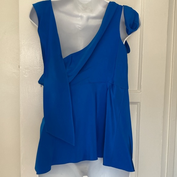 Diane von Furstenberg Bright Blue Sleeveless Silk Blouse Medium - Picture 7 of 10